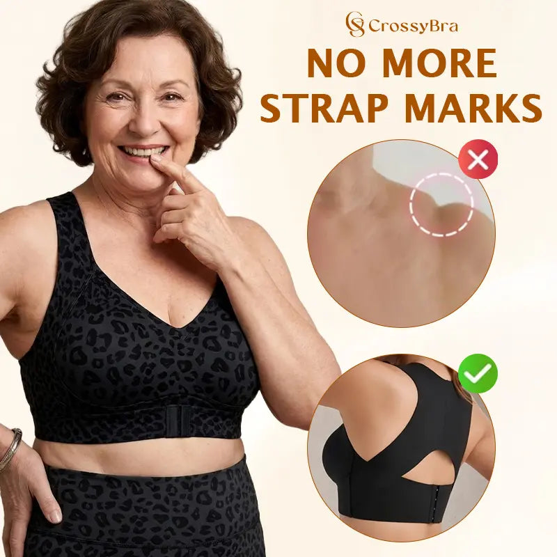 CrossyBra - Cross Back Front Closure Wireless Posture Support Bra