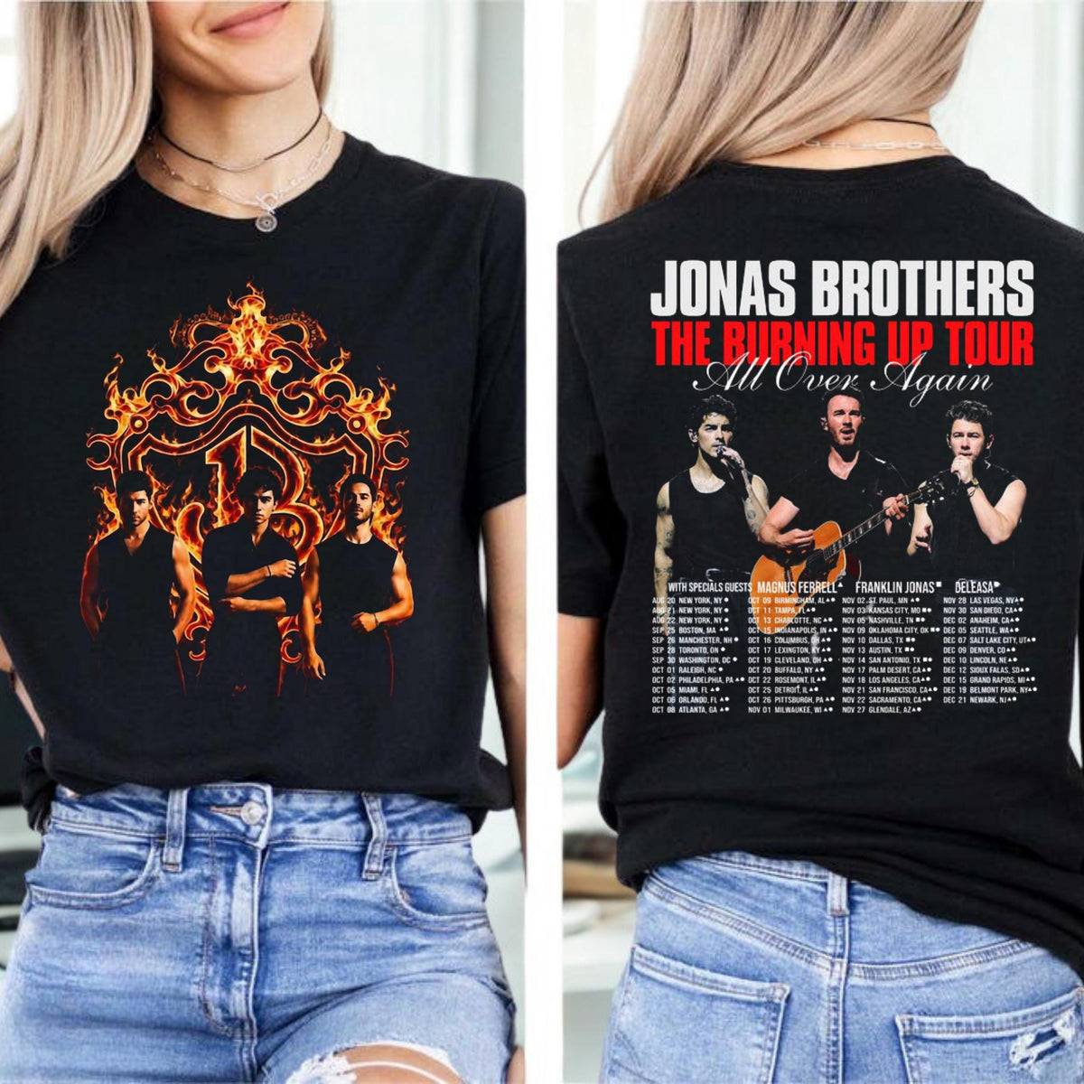 Jonas Brothers The Burning Up Tour All Over Again 2026 Shirt