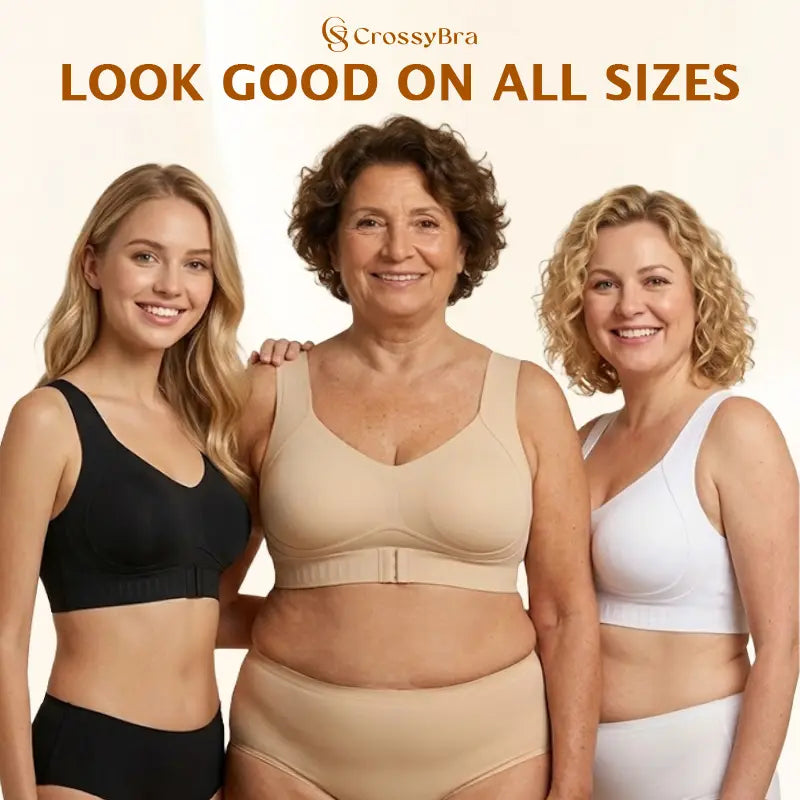 CrossyBra - Cross Back Front Closure Wireless Posture Support Bra