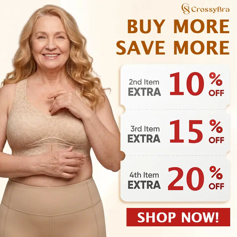 CrossyBra - Cross Back Front Closure Wireless Posture Support Bra