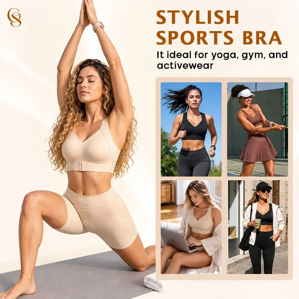 CrossyBra - Cross Back Front Closure Wireless Posture Support Bra