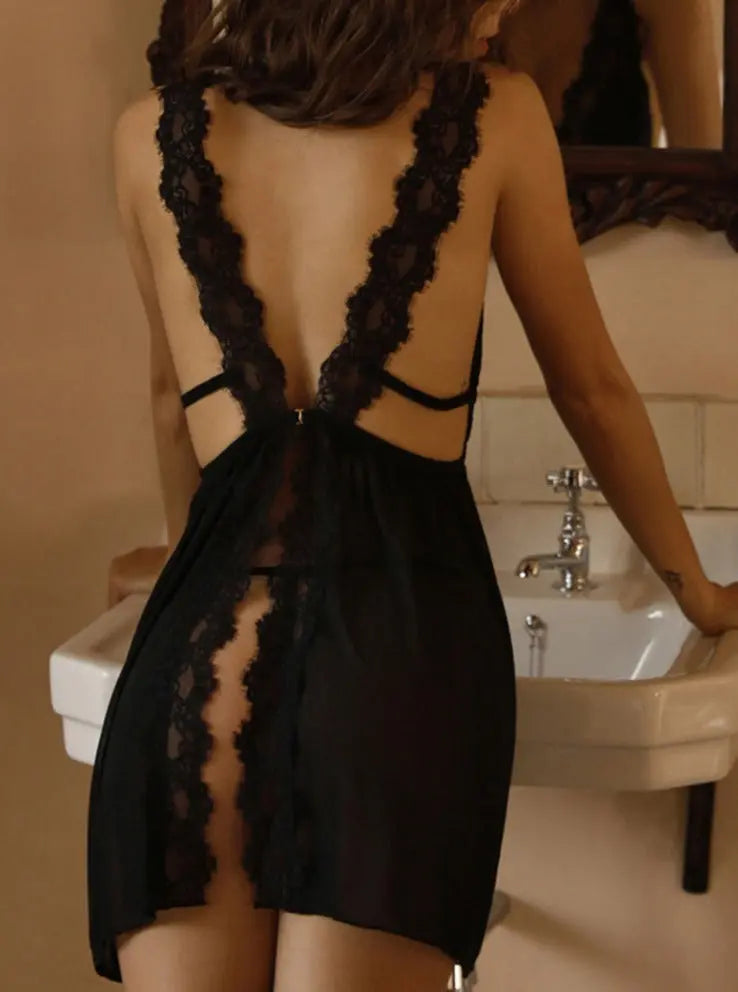 NocteLace™ Midnight Desire  Open Back Babydoll