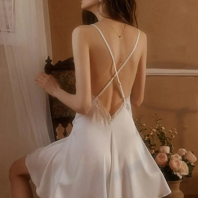 NocteLace™ Slinky Satin Nightgown