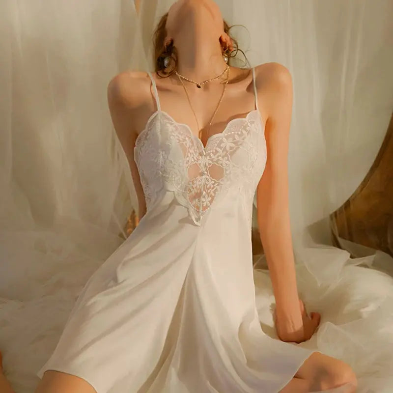 NocteLace™ Slinky Satin Nightgown