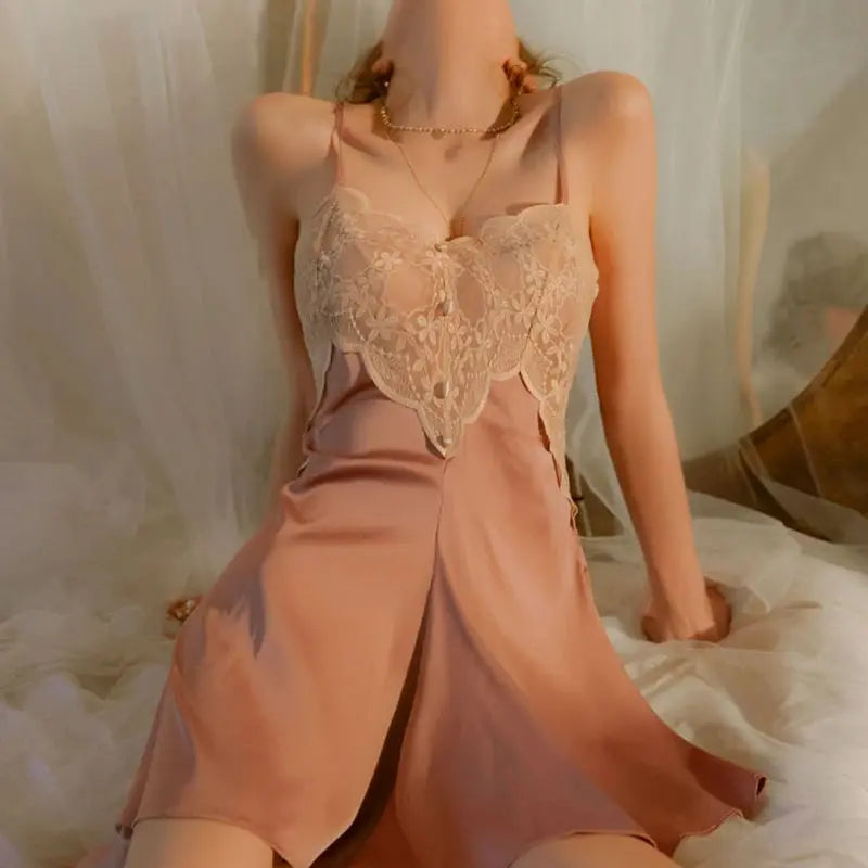 NocteLace™ Slinky Satin Nightgown