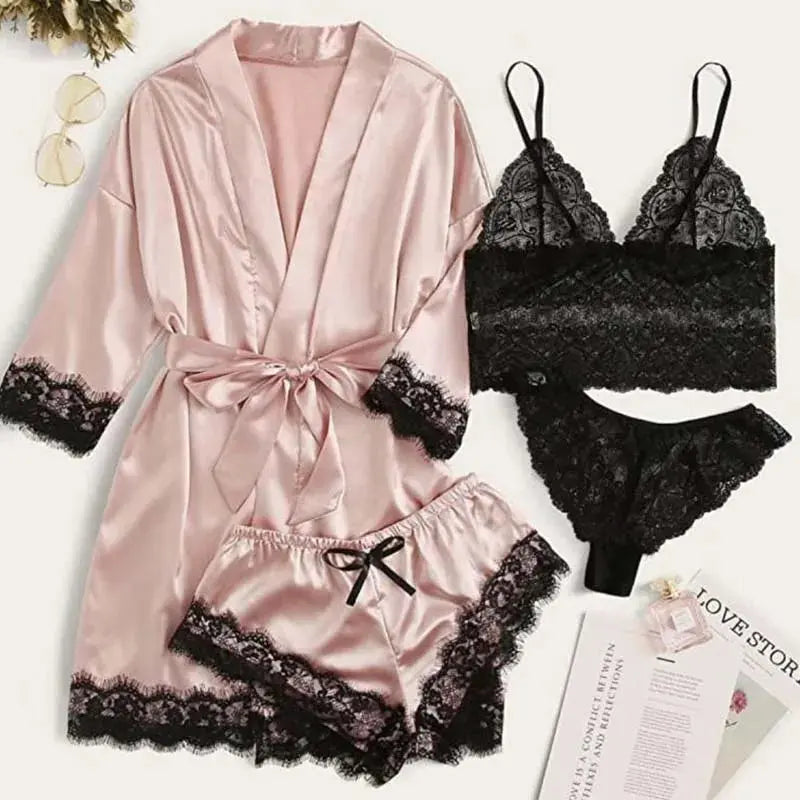 NocteLace™ Serene Silk Satin Sleepwear Set