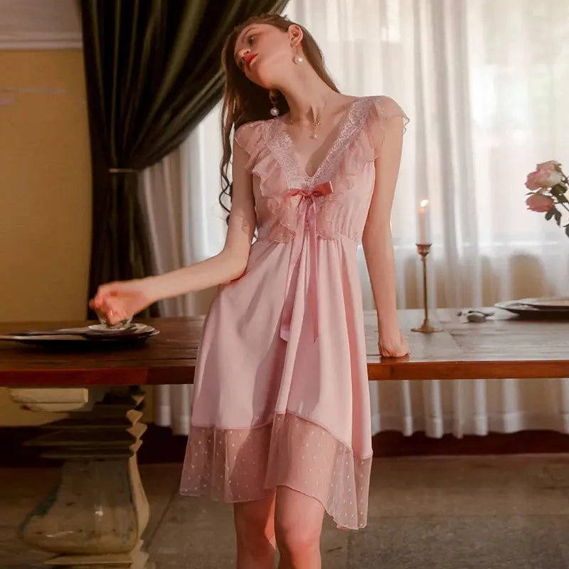 NocteLace™ European Charm Lace V-Neck Dress