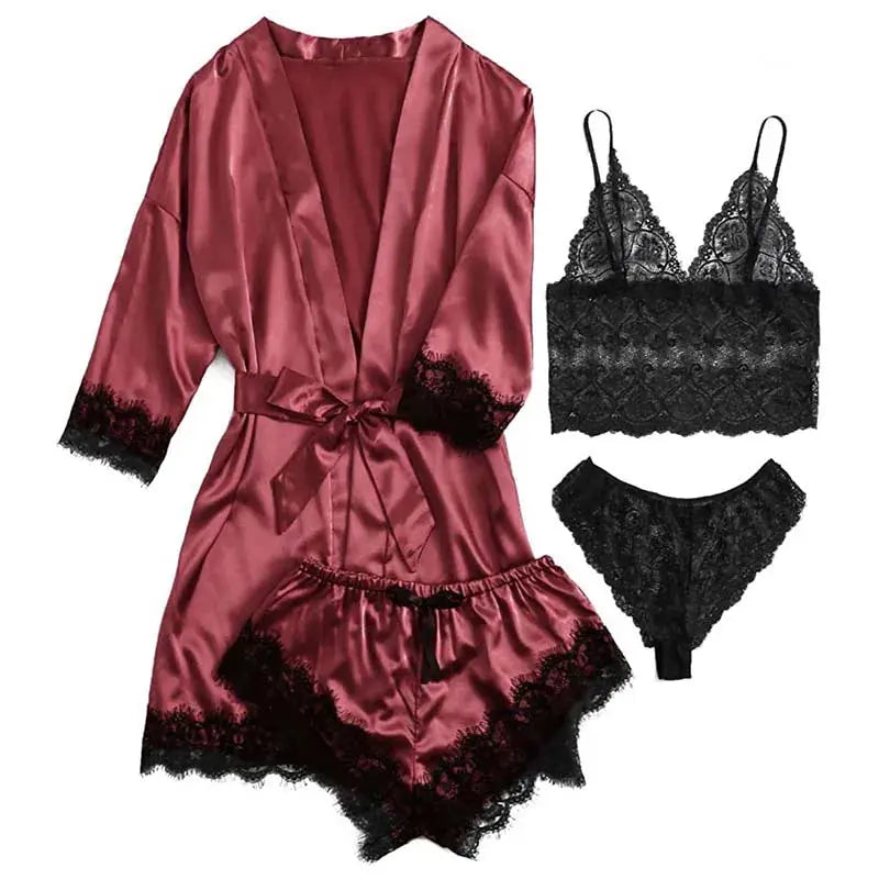 NocteLace™ Serene Silk Satin Sleepwear Set