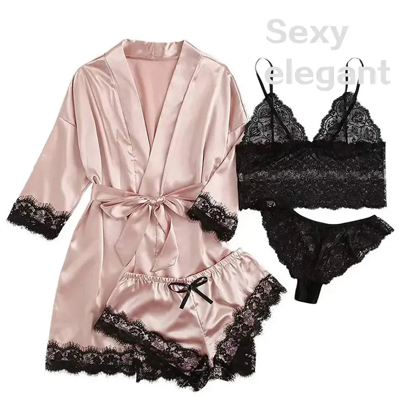 NocteLace™ Serene Silk Satin Sleepwear Set