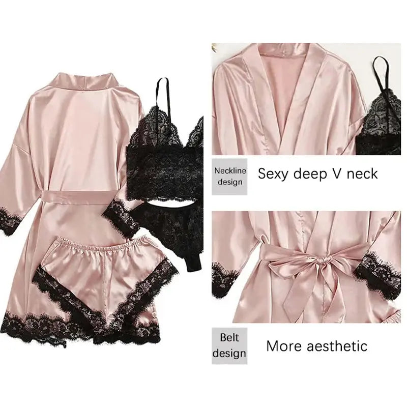 NocteLace™ Serene Silk Satin Sleepwear Set