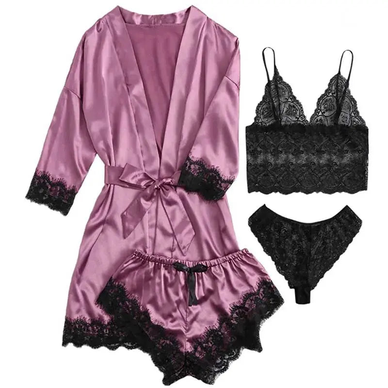 NocteLace™ Serene Silk Satin Sleepwear Set