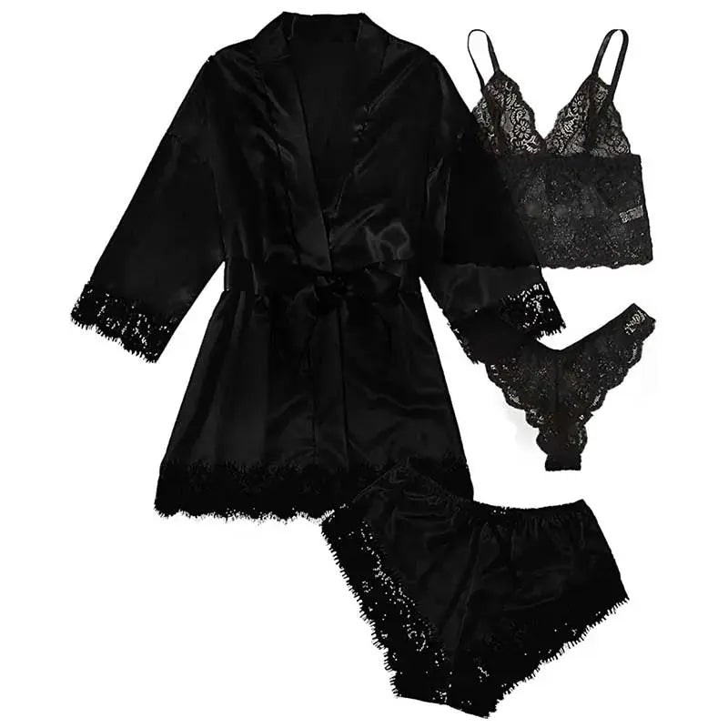 NocteLace™ Serene Silk Satin Sleepwear Set