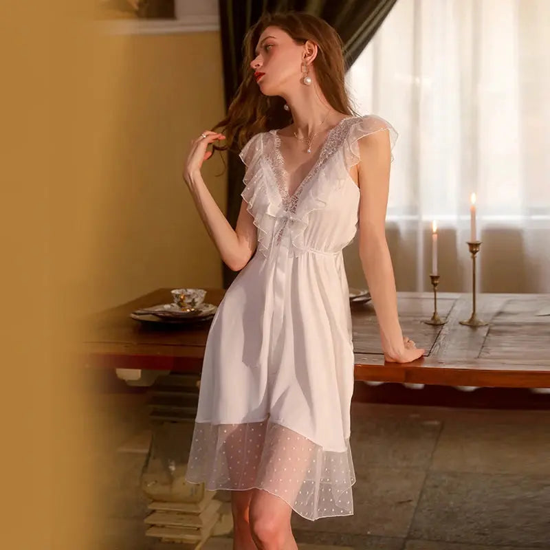 NocteLace™ European Charm Lace V-Neck Dress