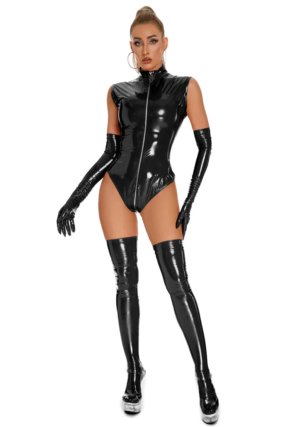 NocteLace™ Katrina Wetlook Bodysuit - Black