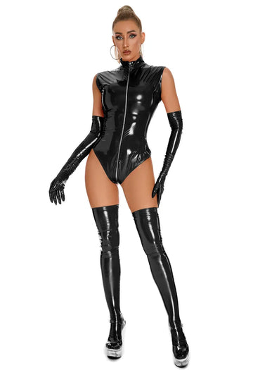 NocteLace™ Katrina Wetlook Bodysuit - Black