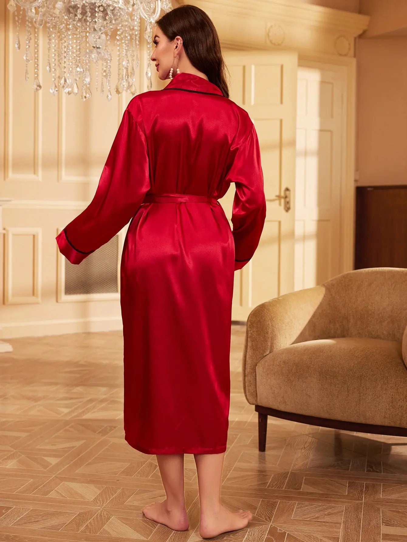 NocteLace™ Elegant Satin Night Robe