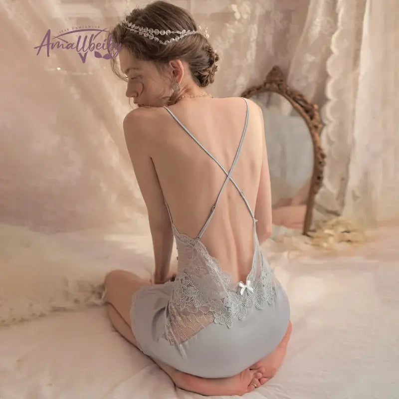 NocteLace™ Embroidered Lace Deep V Nightdress