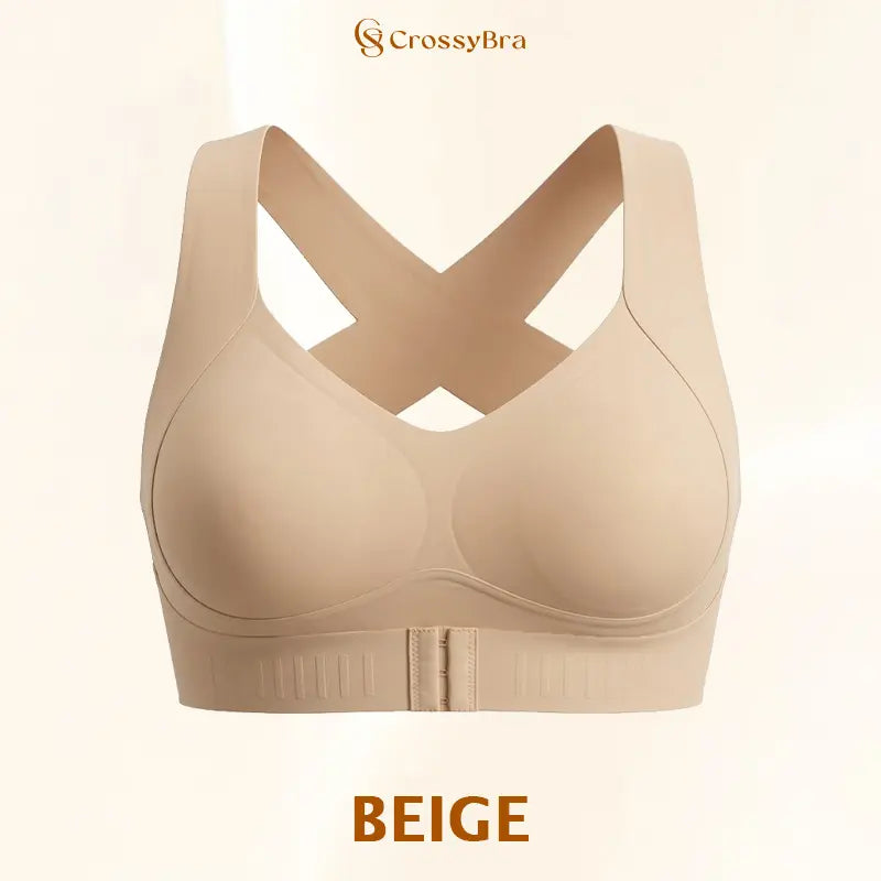 CrossyBra - Cross Back Front Closure Wireless Posture Support Bra